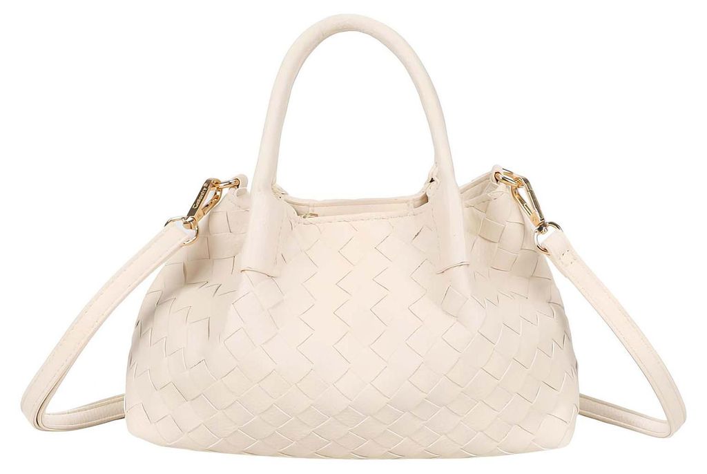 Gallantry, Geflochtene Damenhandtasche mit festen Griffen Gurt, Gelbgrau