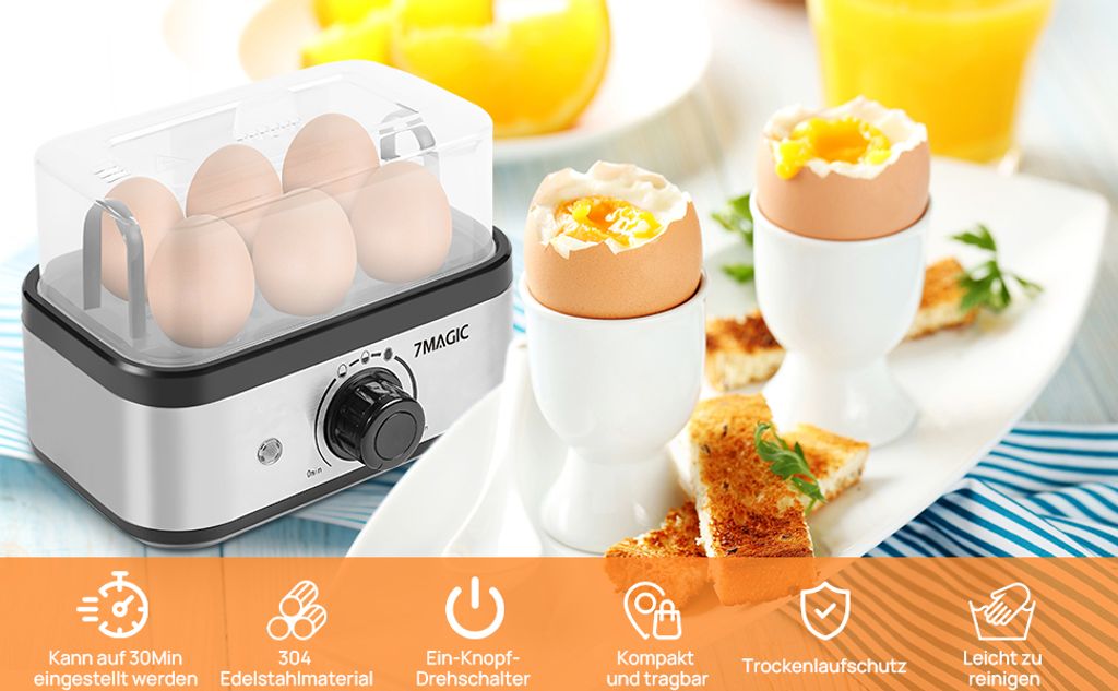 7MAGIC Eierkocher Edelstahl, Eierkocher für 1-6 Eier mit Produktbild 12