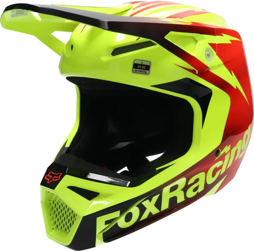 Casque de motocross FOX V1 STATIK Jaune Rouge Taille M pour Adulte
