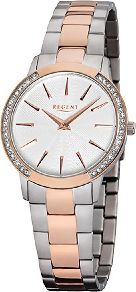 Regent Edelstahl Damen Uhr F-1056 Quarzuhr Armband silber rosegold D2URF1056