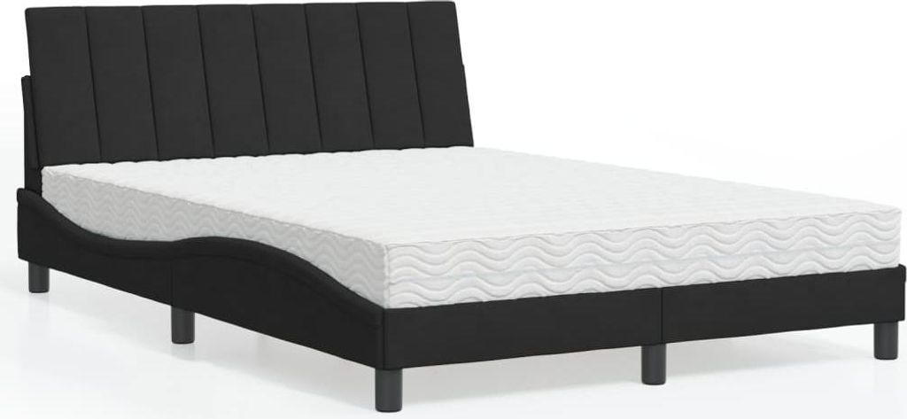 vidaXL Bett mit Matratze "Hanko" Schwarz 140x200 cm Samt