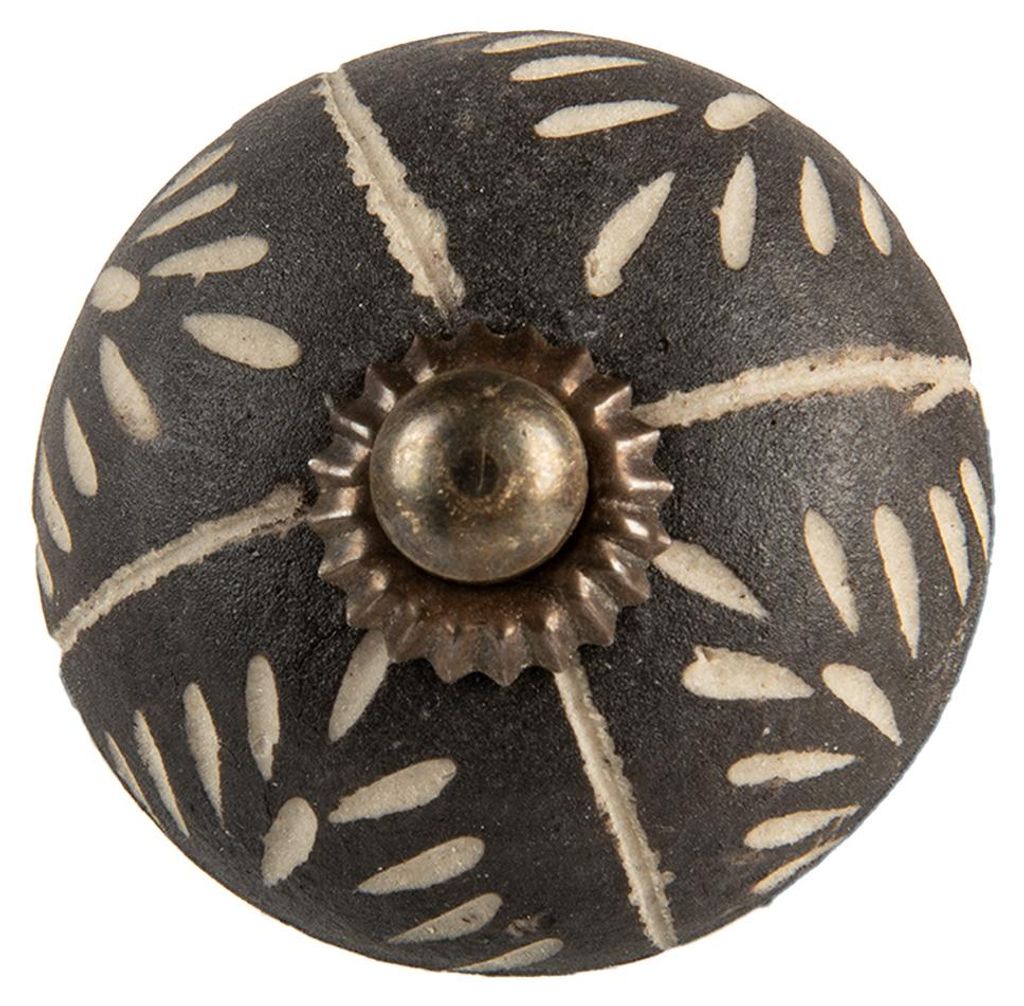 Clayre & Eef Bouton de porte Ø 4x4 cm Gris Céramique Image du produit 
