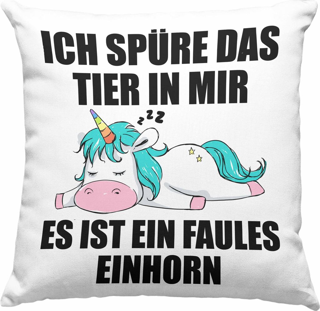 Trendation - Lustige Einhorn Sprüche Deko-Kissen mit Füllung 40x40 Mitarbeiter Geschenk Arbeitskollege Kollegin Abschiedsgeschenk (Grün)