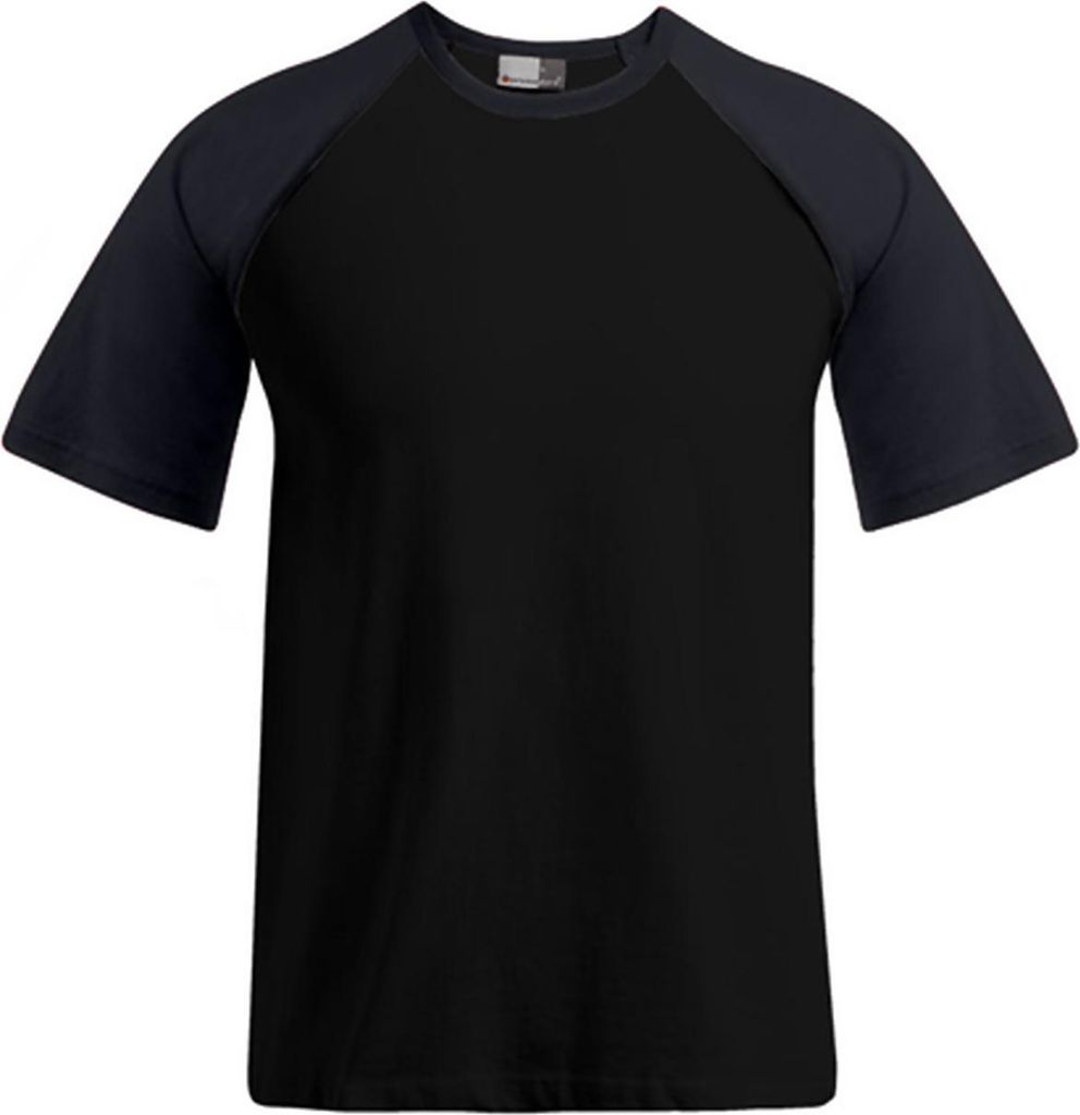 Raglan Baseball T-Shirt Herren, Schwarz-Charcoal, XXL