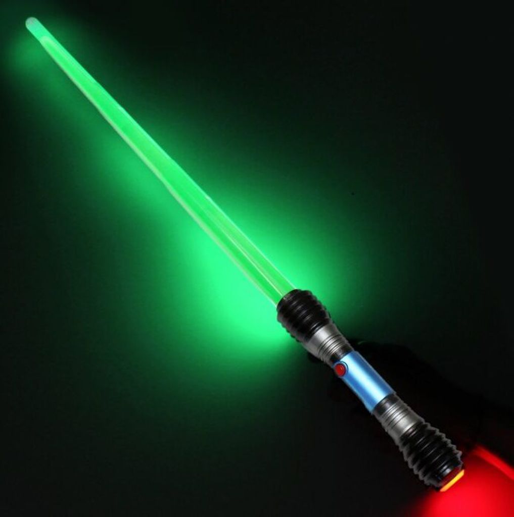 LED Lichtschwert grün 83 cm I Spiezeug-Laserschwert mit Sound & Licht I Weltraum-Krieger Spielzeugwaffe Lichtschwert I Rollenspiel Kinder