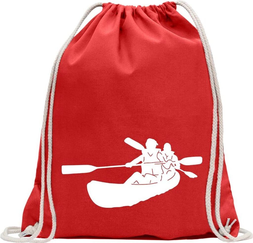 Kiwistar - Turnbeutel - rot - Kajak - Kanus - Doppelpaddel - Fun Rucksack Sport Beutel Gymsack Baumwolle mit Ziehgurt