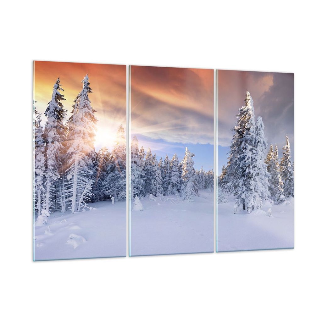 Bilder auf glas - Abenteuer alpen winter schnee - 165x110cm - Glasbilder - Wandbilder - Kunstdruck - zum Aufhängen bereit - Wanddekoration aus Gla...