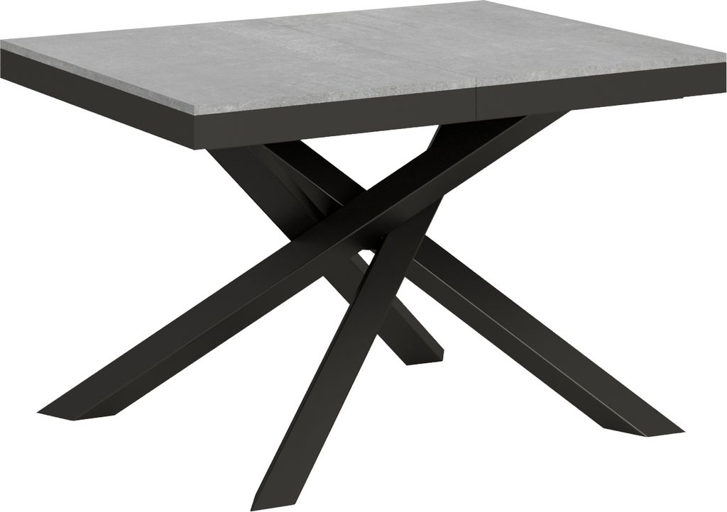 ITAMOBY - Ausziehtisch 120/224x90 cm Volantis Evolution Zement Gestell und Füße Anthrazit