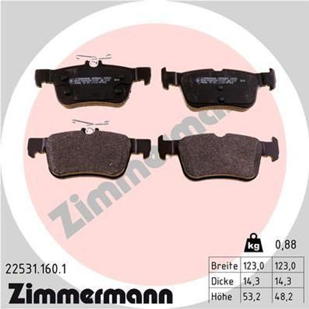 ZIMMERMANN 22531.160.1 Bremsbelagsatz, Scheibenbremse OE 2018449 kompatibel mit S-Max, Mondeo, Kuga, Galaxy, Focus