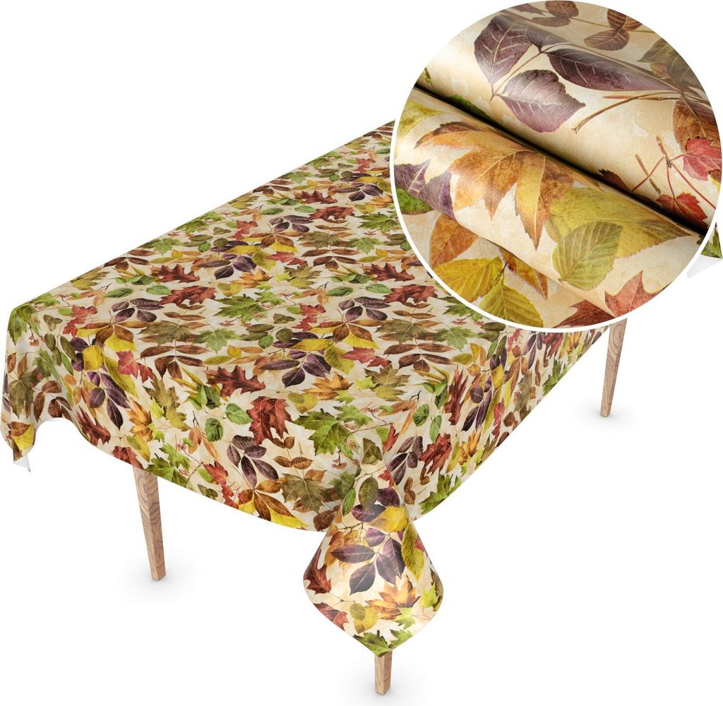 Tischdecke Wachstuch MIMOSA Blumen Beige Robust Wasserabweisend Breite 140 cm Länge 500 cm