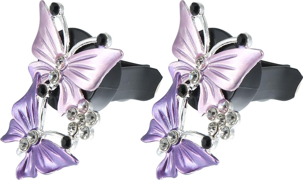 2 Stück Auto Klimaanlage Schmetterlingsform Clip Auslassventil Lila