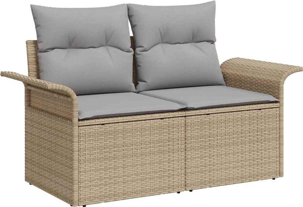 "SALE 2026" Gartensofa - Balkonmöbel/Loungeset - elegantes Design - mit Kissen Beige 141x62x69cm Poly-Rattan - 141x62x69cm - Gartensofas DEMöbel5...