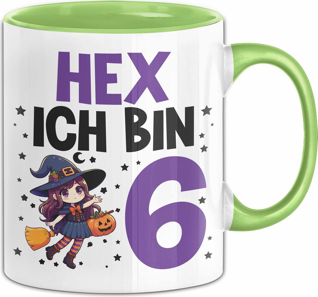 6. Geburtstag Tasse Geschenk Mädchen Geschenkidee 6Er Geburtstaggeschenk Mädels Hex Ich Bin 6 (Grün)