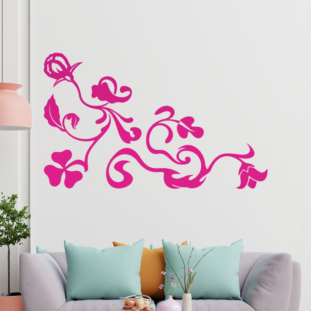 Eckeornament -Blüten - Klee Wandtattoo in 6 Größen - Wandaufkleber Wall Sticker - Dekoration, Küche, Wohnzimmer, Schlafzimmer, Badezimmer
