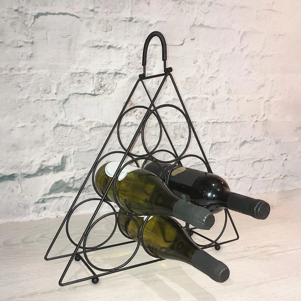 Porte-bouteille en métal noir 6 emplacements - Support stable et compact
