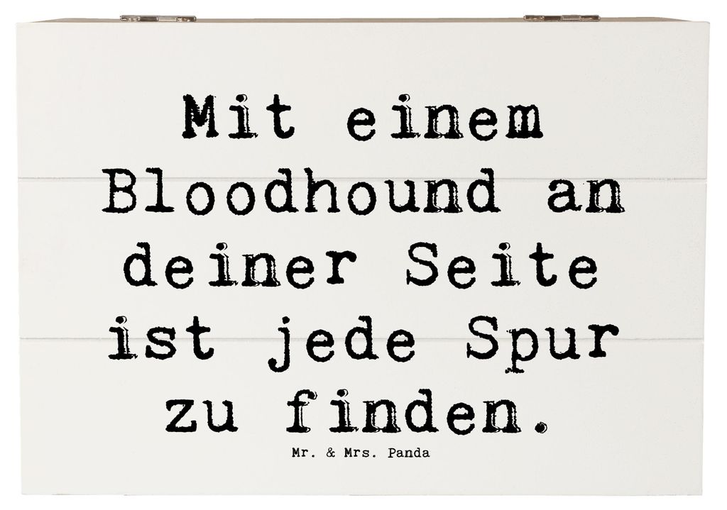 Mr. & Mrs. Panda Box Spruch Bloodhound Spur 22 x 15 cm - Weiß - Geschenk, Ausdauer, Hunderassen Charakter, Treue, sanfter Hund, schatztruhe, Holzk...