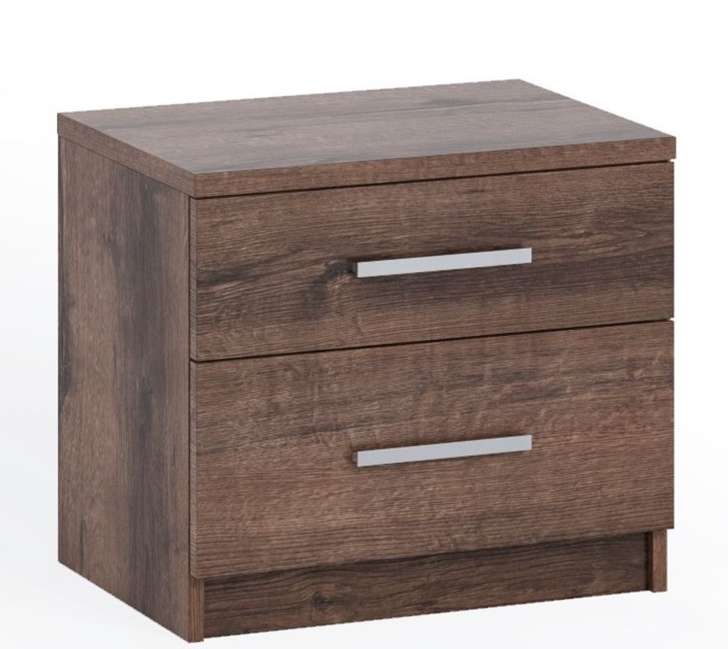 Nachtschrank BONO SNOC 50 cm Eiche monastery kleiner Nachttisch mit zwei Schubladen Schlafzimmer