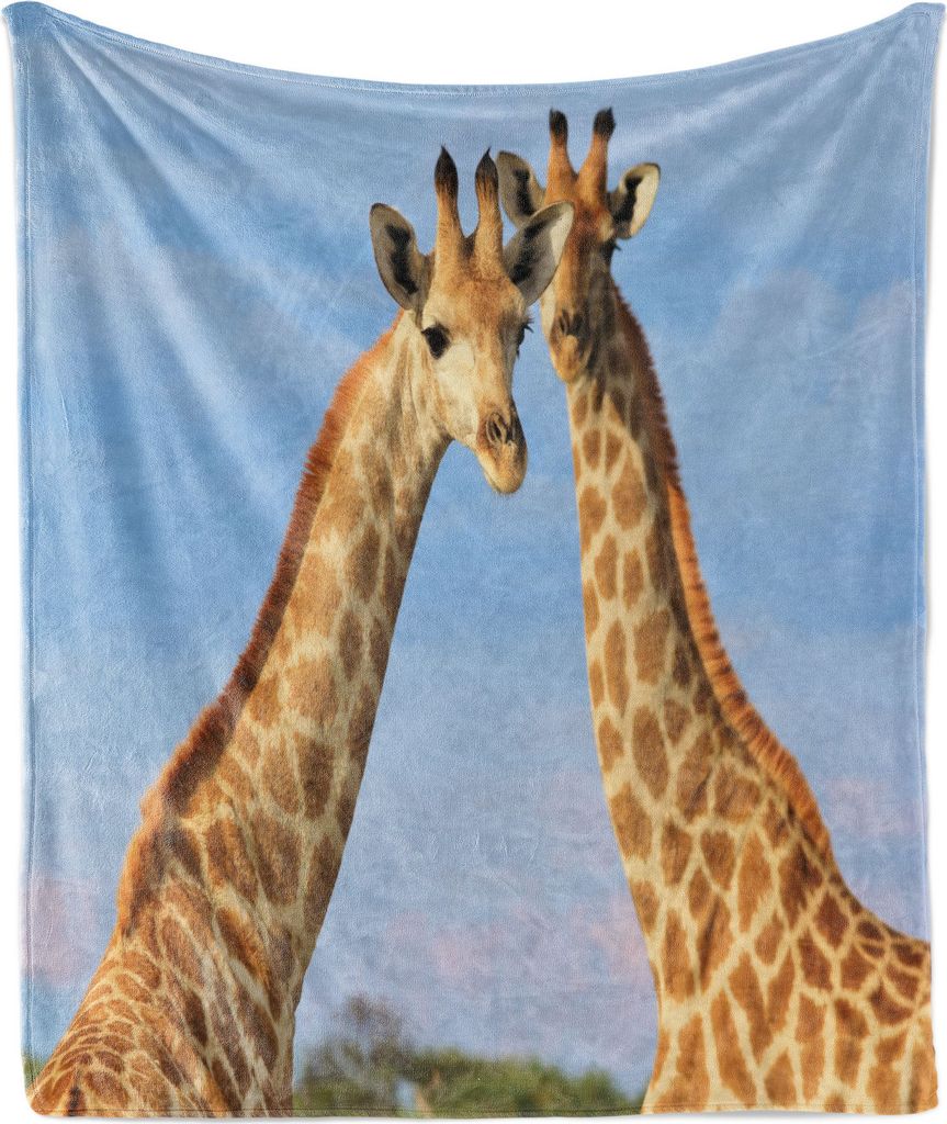 ABAKUHAUS Giraffe Weich Flanell Fleece Decke, Foto von Wild Animal Paare, Gemütlicher Plüsch für den Innen- und Außenbereich, 125 x 175 cm, Pal...