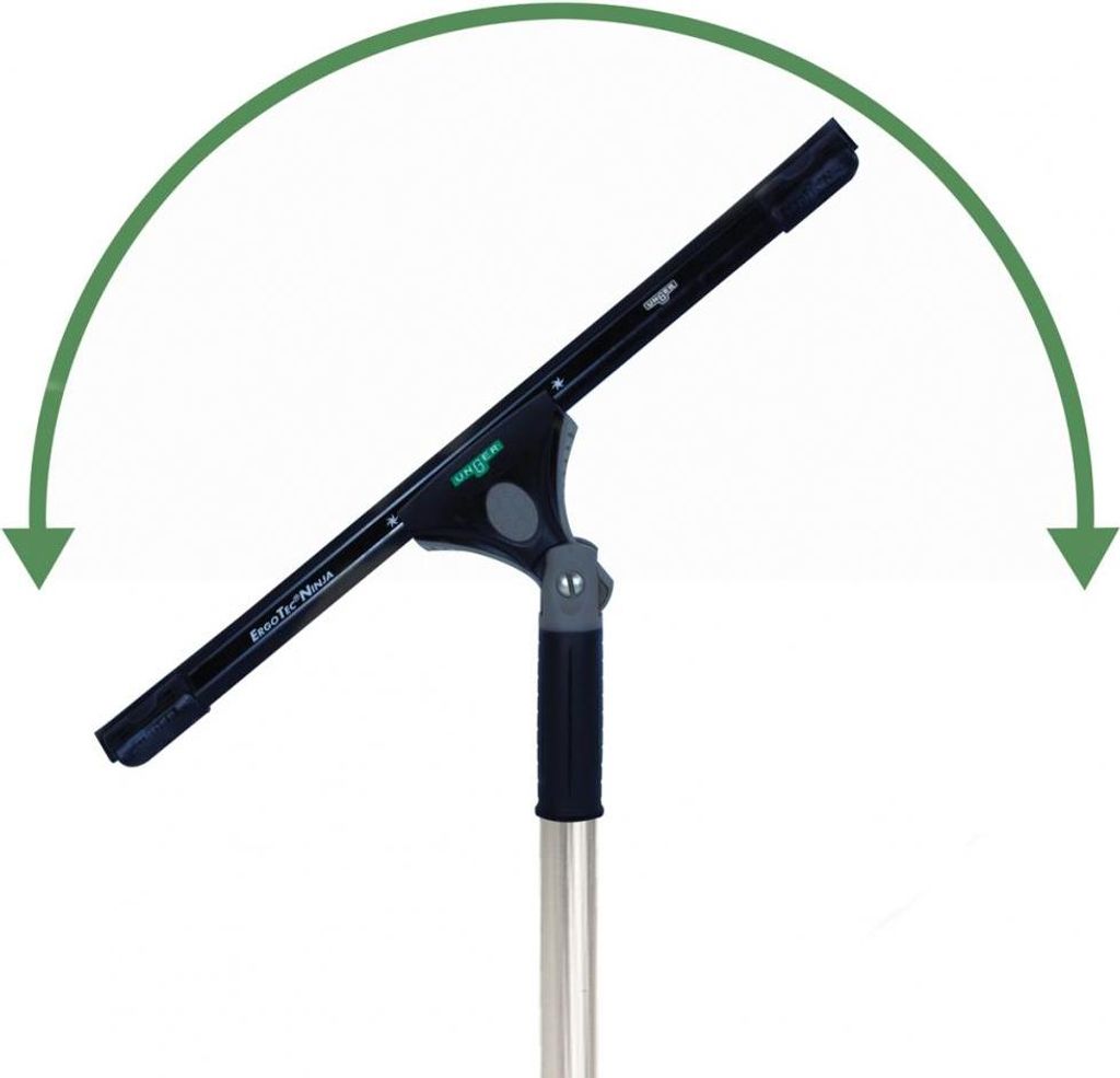 Unger ErgoTec Ninja Fensterabzieher Komplettset 55 cm - Profi Fensterreiniger mit schwenkbarem Griff und Teleskopstangenkompatibilität