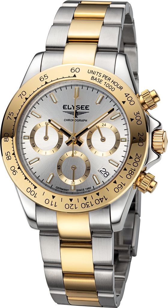 ELYSEE Herrenuhr SPORT CHRONO. 100% Edelstahl silber onesize Herren Keramik Lünette 40 80601, 80602, 80603, 80604, 80605, 80612