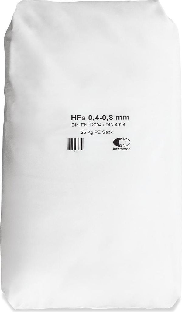 A white sack of filter sand with product information printed on it.