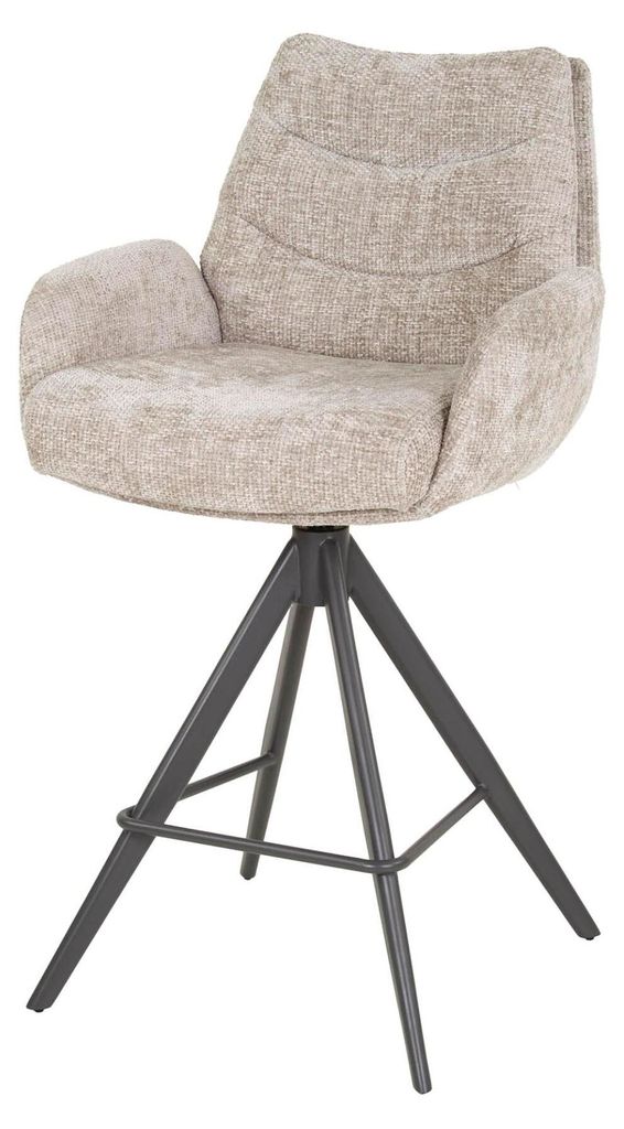 FURNLUX Barhocker Lounge Ecru Und Schwarz 56cm / Hauptfarbe: Beige / Abmessungen: 56 x 99 x 60 cm