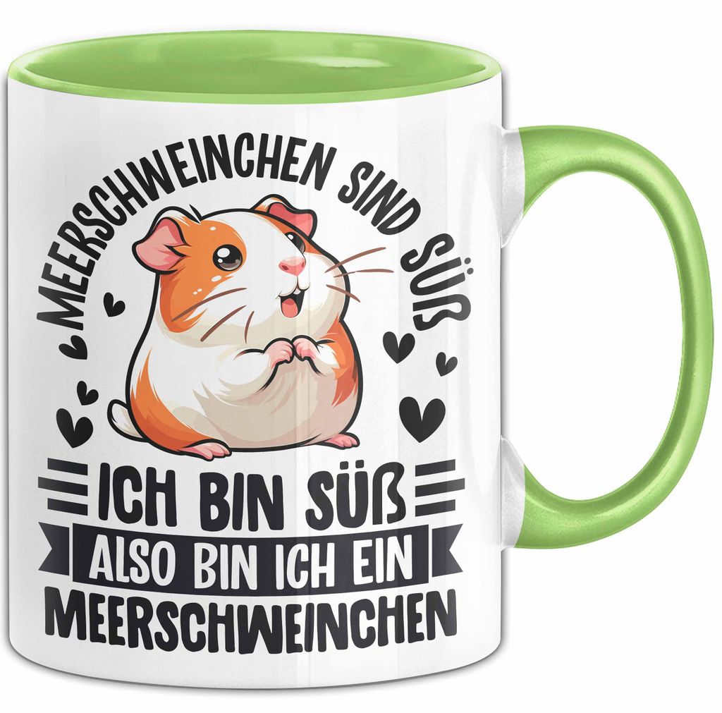 Meerschweinchen-Besitzer Tasse Geschenk Lustiger Spruch Meerschweinchen Sind Süß Also Bin Ich Ein Meerschweinchen (Grün)