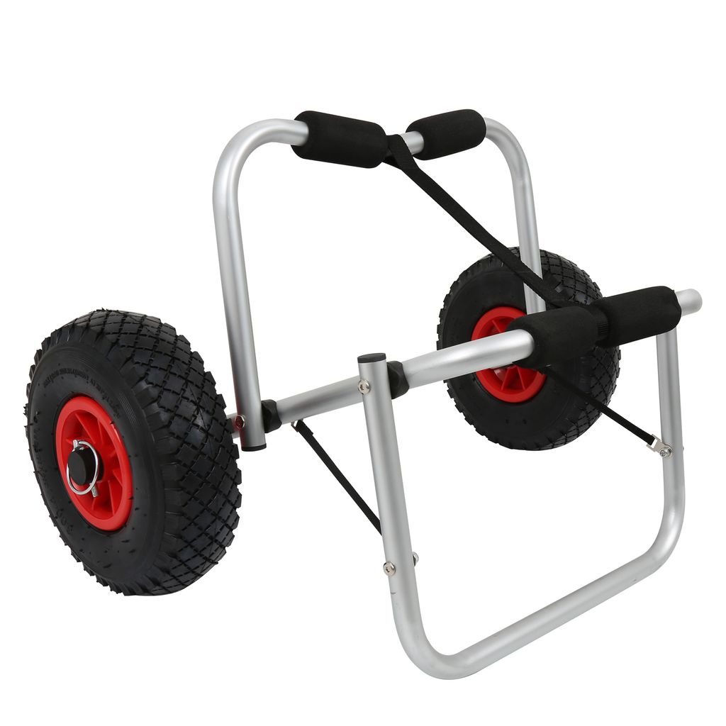 Kajakwagen Alu Bootswagen faltbare transportwagen PolyurethanReifen Silber 80 kg 66 x 26 x 41 cm