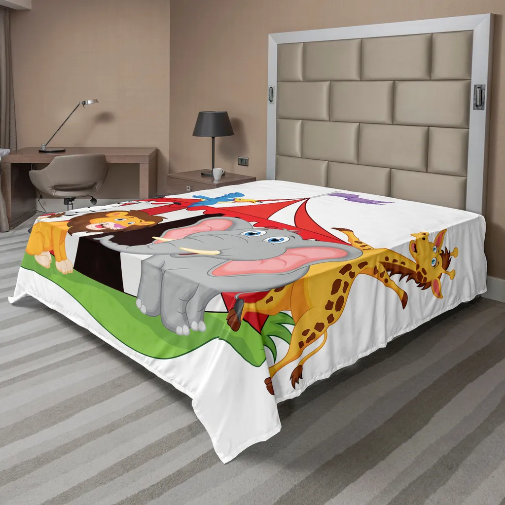 ABAKUHAUS Drap de Lit Cirque 275x260 cm, Artistes et Animaux Multicolore