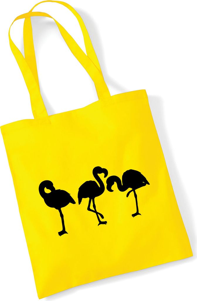 Huuraa Jutebeutel Flamingos Silhouette 10 Liter Yellow Baumwolle Tasche Geschenkidee