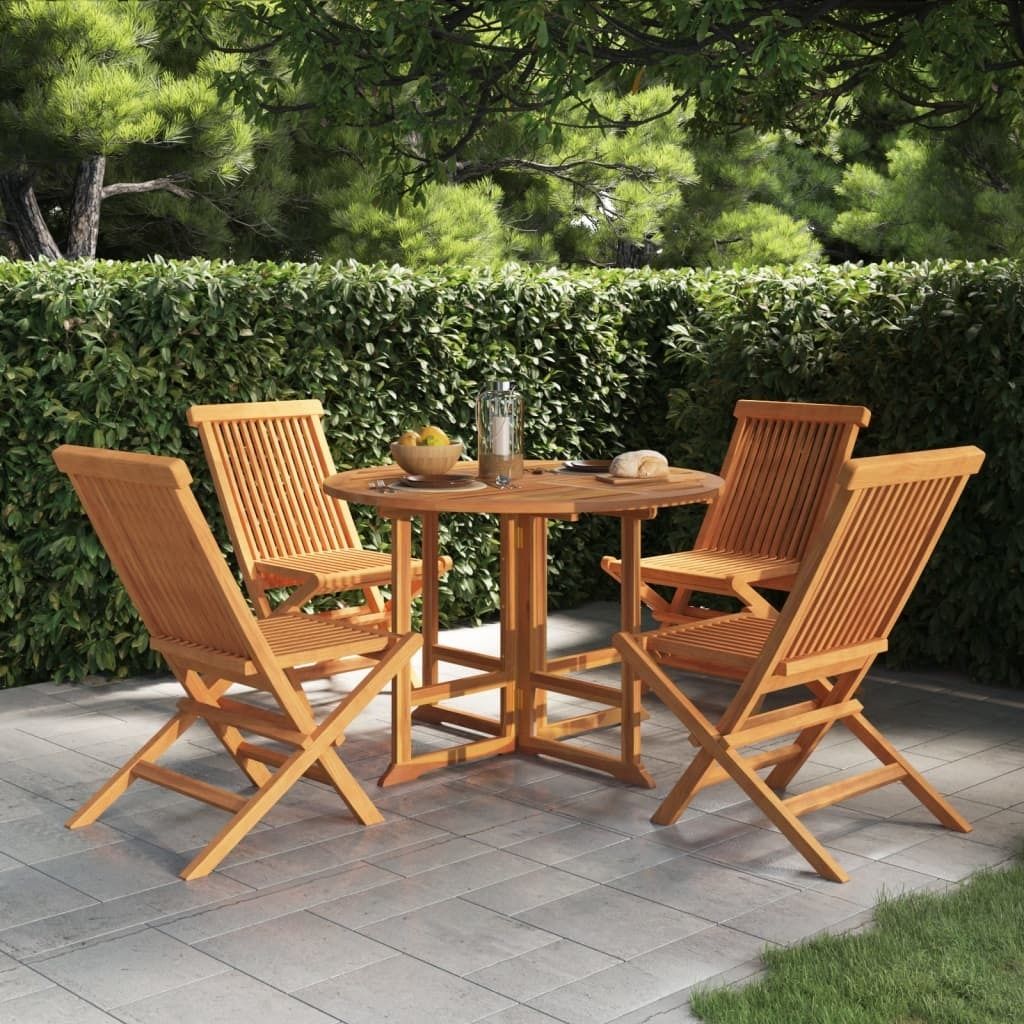 The Living Store 5-tlg. Garten-Essgruppe Klappbar Massivholz Teak