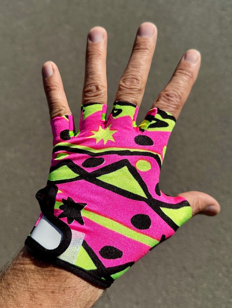 Original 90er Jahr Vintage Fahrradhandschuhe Neon, L / 10