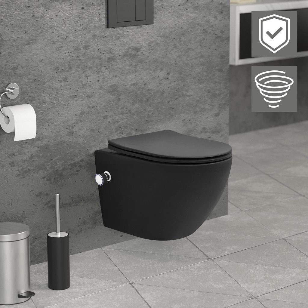 LuxeBath Spülrandloses Wand Hänge-WC mit Bidet-Funktion, Produktbild 