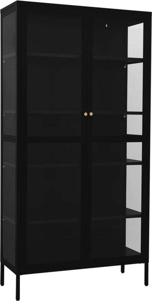 vidaXL Vitrine Schwarz 90x40x180 cm Stahl und Gehärtetes Produktbild 