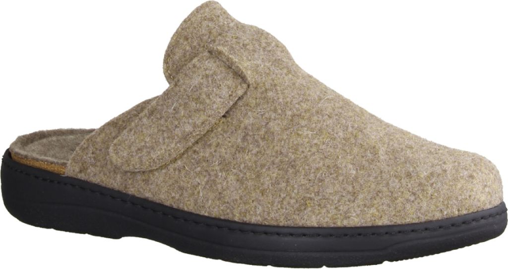 Slowlies 270 Hausschuhe, Herrenschuhe, Textil (Wollfilz), Graphit,Wechselfußbett - Haus - hüttenschuhe Herren Hausschuhe, Beige