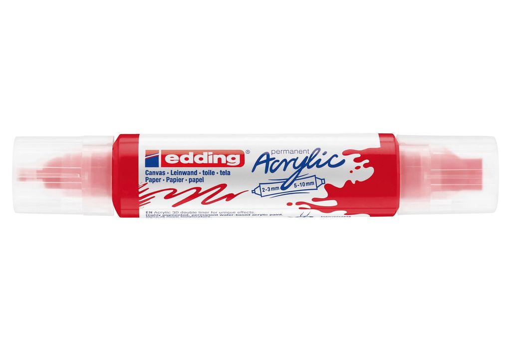 edding 5400 Acryl 3D Double Liner - rot - 1 Acrylfarbe Tube - Doppel-Spitze 2-3,5-10 mm