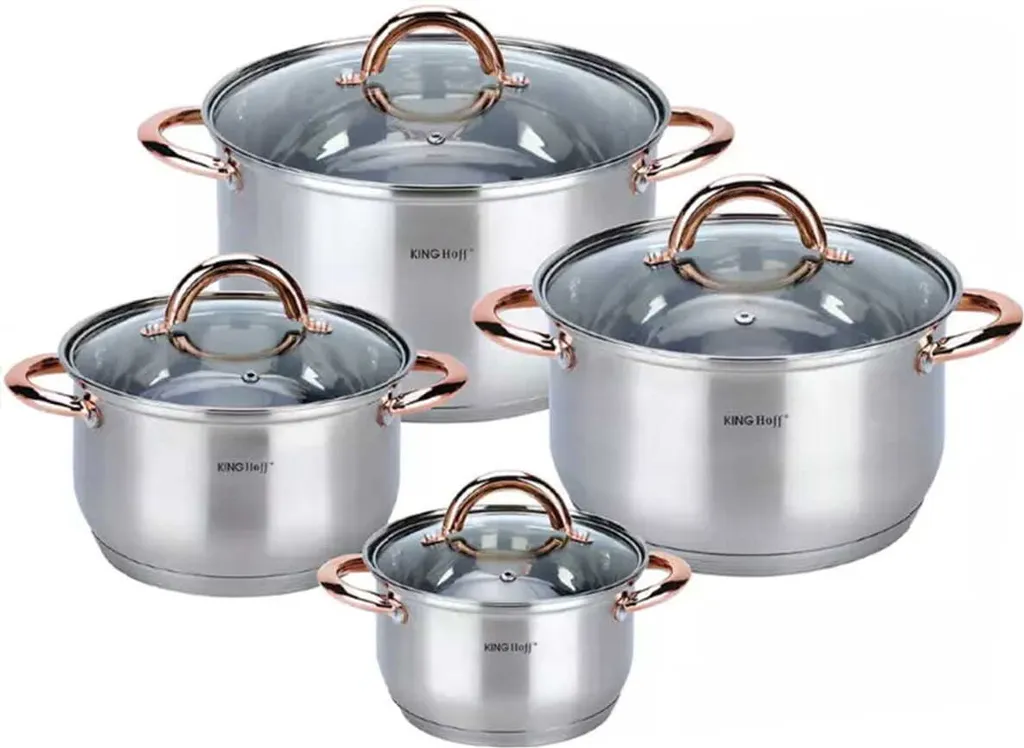 Set Pentole 8 Pezzi Kinghoff KH-1763 Acciaio Inox Induzione Rose Gold
