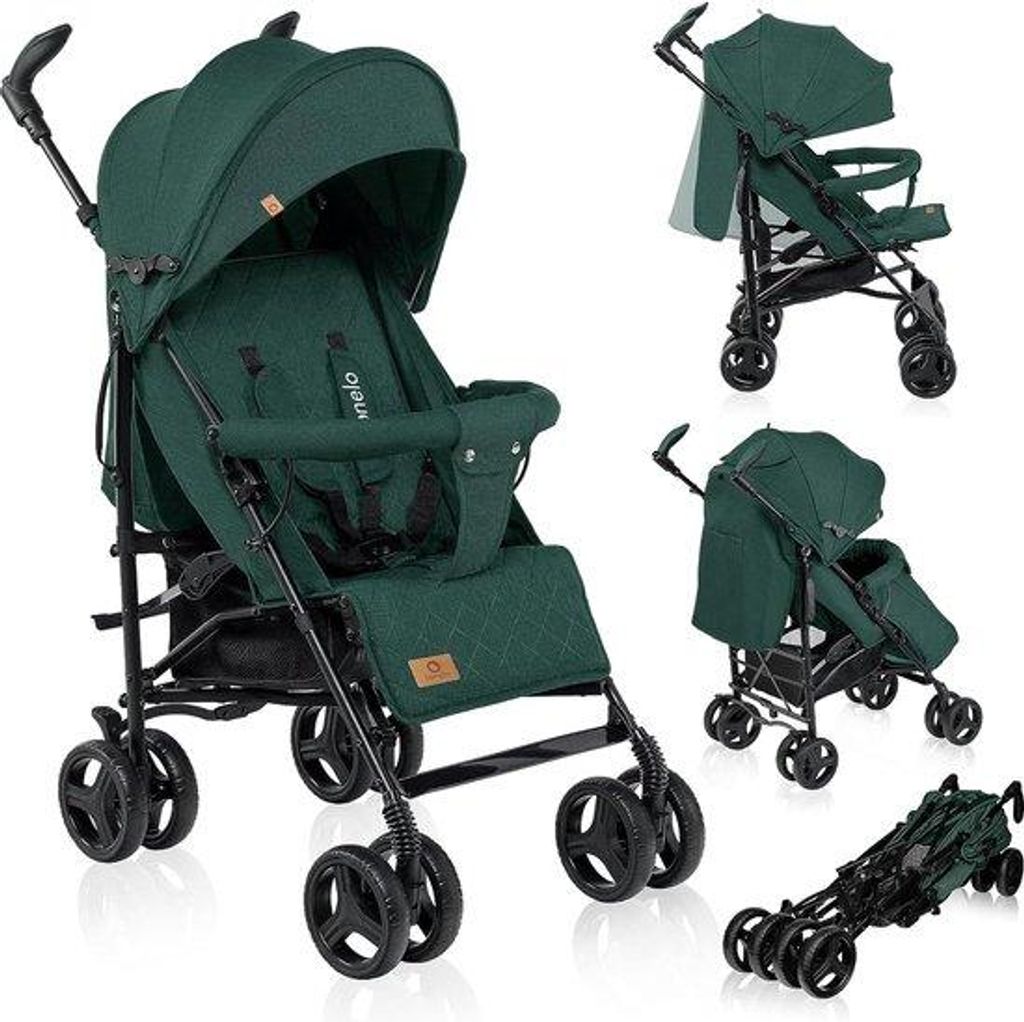 Kinderwagen mit leichter Bauweise und niedrigem Gewicht von 7kg, geeignet für Kinder bis 15kg, Rückenpolster einstellbar, Griffverstellung und 5-...