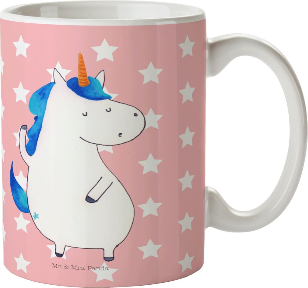 Mr. & Mrs. Panda Teetasse Einhorn Mann - Rot Pastell - Geschenk, Einhörner, Dekotasse, Becher, Kaffeebecher, Beste, Familie, Cool, Freundin, Kaffe...