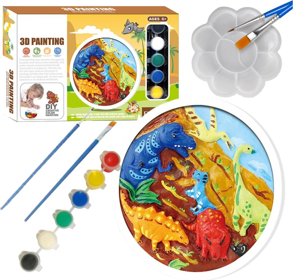 Kreativ-Set Gipsabgüsse Figuren zum Bemalen von Dinosauriern Gipsfarben
