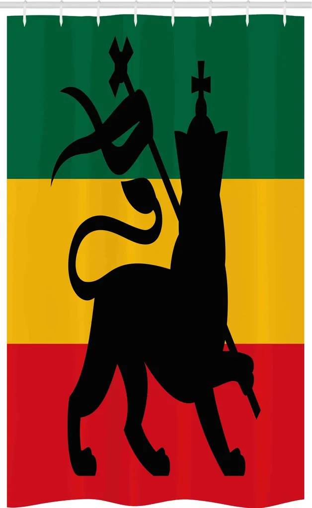Tenda Doccia Reggae ABAKUHAUS 120x180 Tessuto Impermeabile Leone Giuda
