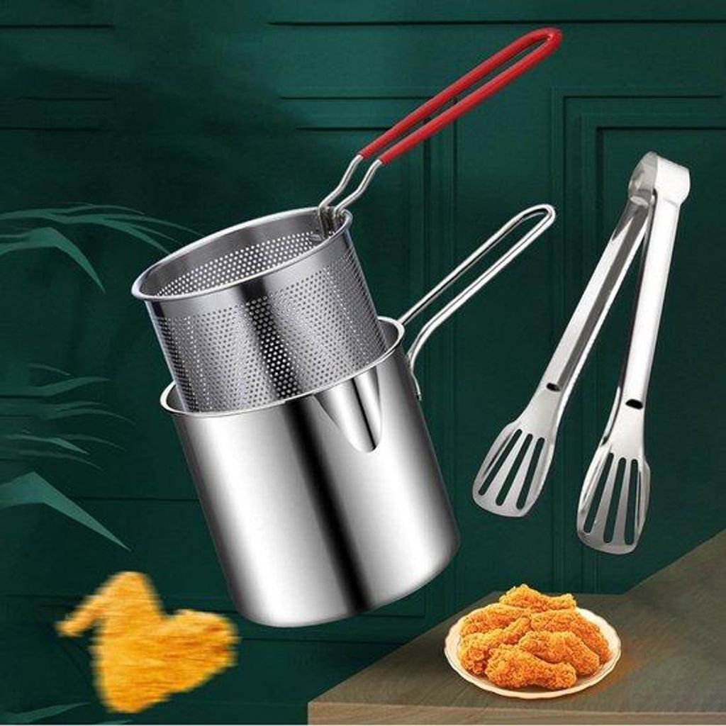 Kleine frituurpan in Japanse stijl, roestvrij staal, filter, olie-gasafscheider, voor frituren