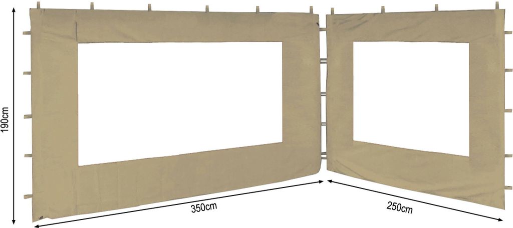2 Seitenteile 250x190cm 350x190cm für Gartenpavillon Antik Pavillon Partyzelt 3x4m Sand