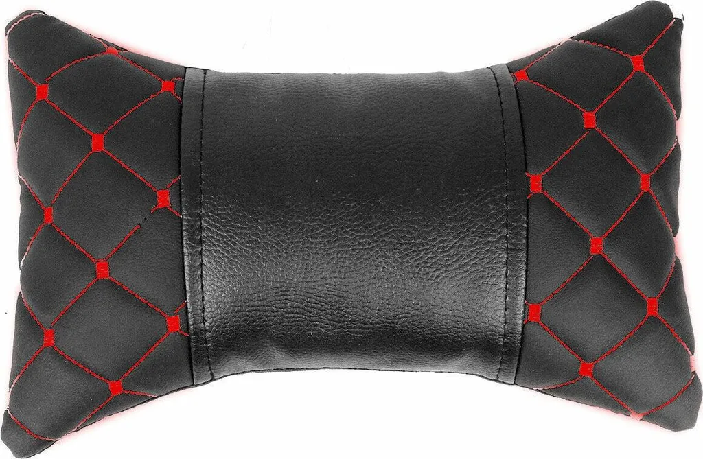 Cuscino collo auto nero rosso 8x30cm