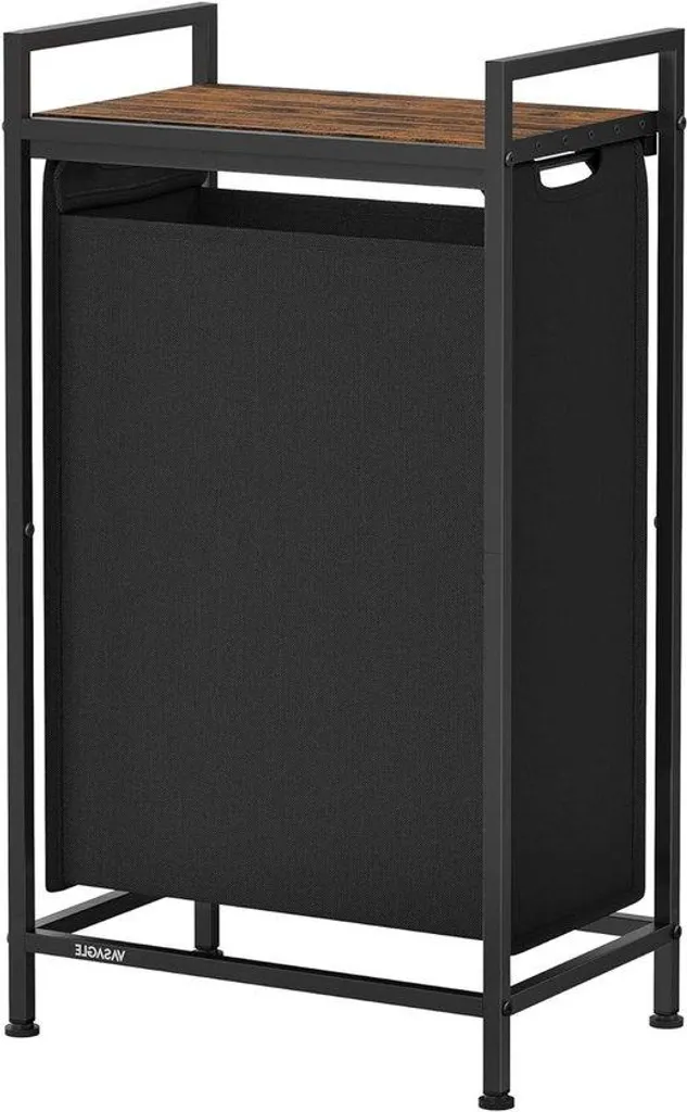 Meuble de salle de bain avec panier à linge 47L - Rangement noir mat