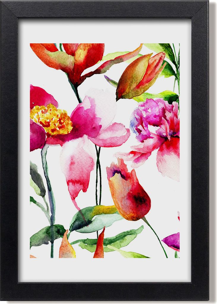 Bild 20x30 MDF-Rahmen, Wandkunst Wildblumen