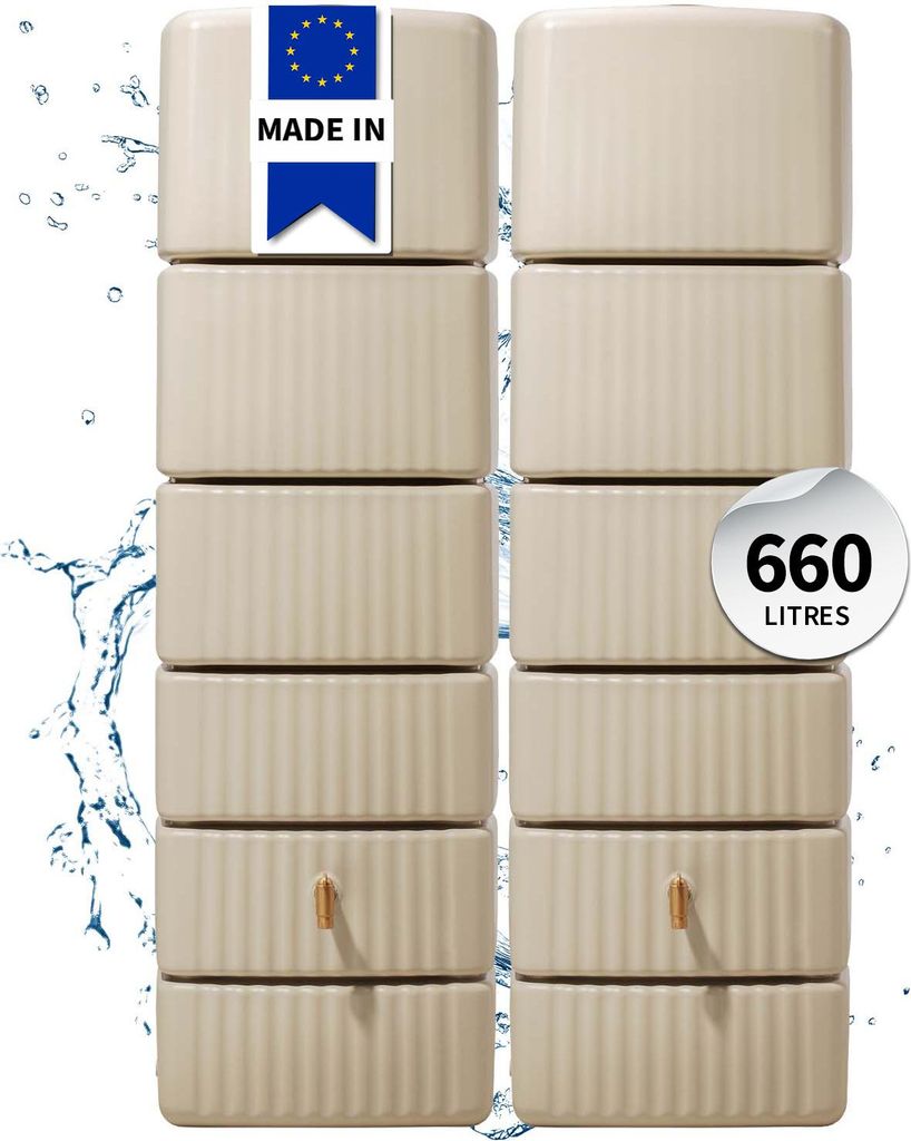 4rain Réservoir Mural Ensemble SLIM 660 L, beige sable 2x Image du produit 