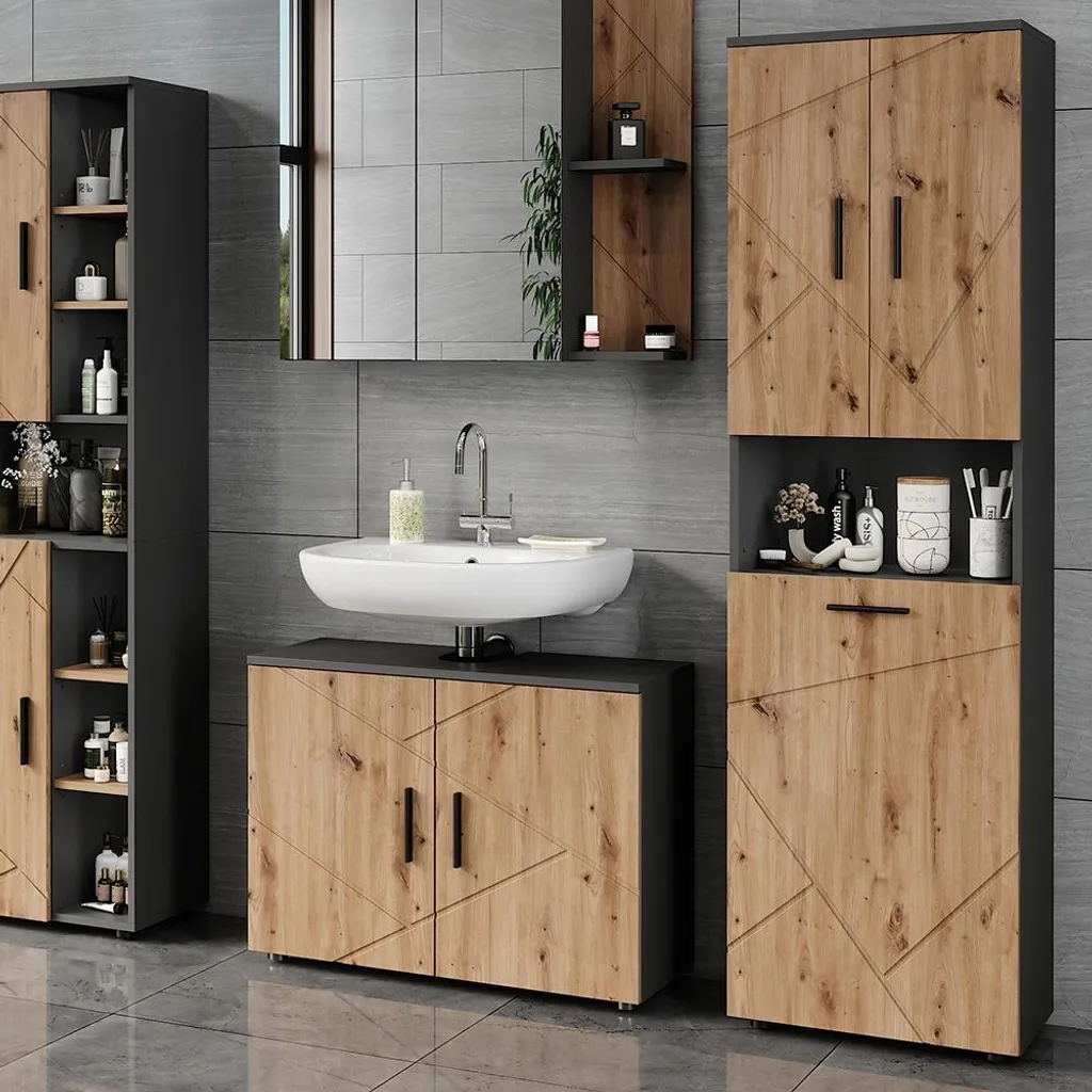 Meuble de rangement haut Vicco Irma 3 portes pour salle de bain