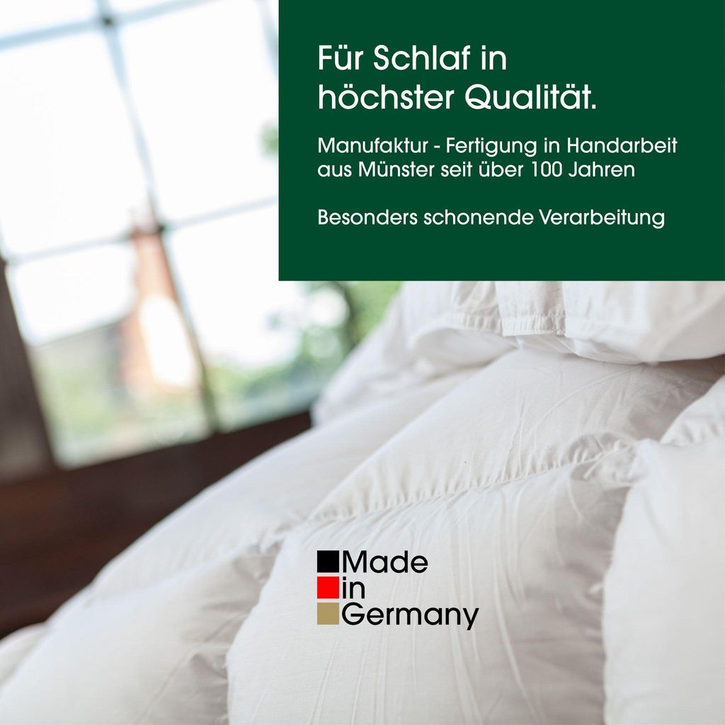 HANSKRUCHEN Daunendecke 240x220 cm extra Leicht 90% Daunen waschbar Allergiker Kassettendecke atmungsaktiv Bettdecke weiß - Premium de Luxe
