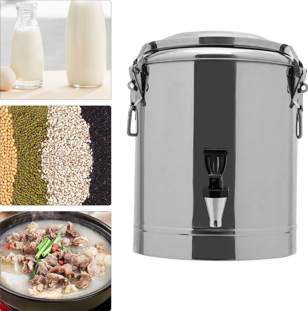 Edelstahl Nahrungsmittelwärmer, 20L isolierter Eimer, Wärmer mit Deckel, Isolierfass aus Edelstahl